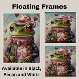 Elegant Whimsy: Green Frog in a Victorian European Suit and Hat Charming Heartfelt Artwork on Ready to Hang 1.5" Thick Canvas Wrap, Floating Framed Canvas, Flat Rolled Canvas