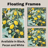 Vintage Lemon Tree Branch with Ripe Yellow Lemons and Green Leaves Artistic Botanical Illustration for Kitchen or Dining Room Rustic Farmhouse Fruit Art on Ready to Hang 1.5" Thick Canvas Wrap, Floating Framed Canvas, Flat Rolled Canvas