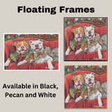 American Pit Bull Christmas Canvas - "Victorian Charm" - Happy Pit Bull Pups in Elegant Attire on Ready to Hang 1.5" Thick Canvas Wrap, Floating Framed Canvas, Flat Rolled Canvas