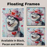 Lucky Pack: Siberian Husky with Puppies Dressed in St. Patrick's Day Outfits on Ready to Hang 1.5" Thick Canvas Wrap, Floating Framed Canvas, Flat Rolled Canvas
