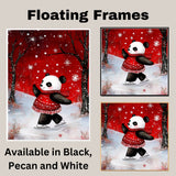 Whimsical Christmas Panda Bear Ice Skating in Red Sweater Dress and Scarf – Festive Holiday Animal Art for Cozy Nursery Decor, Gifting, or Winter Displays on Ready to Hang 1.5" Thick Canvas Wrap, Floating Framed Canvas, Flat Rolled Canvas