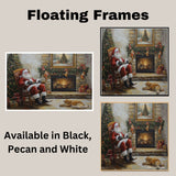 Warm Fireside Christmas with Santa and Dog – Classic Holiday Canvas Print for Home Décor on Ready to Hang 1.5" Thick Canvas Wrap, Floating Framed Canvas, Flat Rolled Canvas