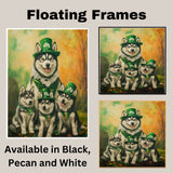 Stars & Stripes Pups: Siberian Husky with Puppies in 4th of July Outfits on Ready to Hang 1.5" Thick Canvas Wrap, Floating Framed Canvas, Flat Rolled Canvas