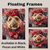Love in Bloom: Airedale Dog Wearing a Red Hat with a Heartfelt Touch - Romantic Valentine's Painting on Ready to Hang 1.5" Thick Canvas Wrap, Floating Framed Canvas, Flat Rolled Canvas