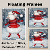 Whimsical Christmas Lamb Ice Skating in Red Sweater Dress and Santa Hat – Adorable Holiday Animal Artwork for Seasonal Decor, Nursery Walls, or Winter Gifts on Ready to Hang 1.5" Thick Canvas Wrap, Floating Framed Canvas, Flat Rolled Canvas