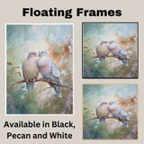 Romantic Pair of Lovebirds on a Branch with Soft Pastel Background Painting on Ready to Hang 1.5" Thick Canvas Wrap, Floating Framed Canvas, Flat Rolled Canvas
