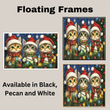 Christmas Kitten Art Print with Three Cute Cats in Santa Hats and Scarves Hand Drawn Holiday Cat Illustration for Festive Gift or Cozy Winter Home Decor on Ready to Hang 1.5" Thick Canvas Wrap, Floating Framed Canvas, Flat Rolled Canvas