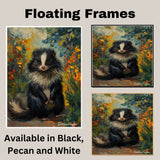 Van Gogh Style Fluffy Skunk Canvas – Vibrant Woodland Animal Portrait with Colorful Floral Background on Ready to Hang 1.5" Thick Canvas Wrap, Floating Framed Canvas, Flat Rolled Canvas