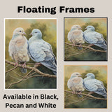 Realistic Dove Pair Artwork on Tree Branch in Natural Earth Tones with Soft Feather Details Perfect for Nature Lovers and Peaceful Home Accents on Ready to Hang 1.5" Thick Canvas Wrap, Floating Framed Canvas, Flat Rolled Canvas