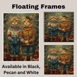 Christmas Kittens in Sweaters and Boots Adorable Holiday Cat Painting Festive Winter Scene for Cozy Home Office Seasonal Decoration or Christmas Gift on Ready to Hang 1.5" Thick Canvas Wrap, Floating Framed Canvas, Flat Rolled Canvas