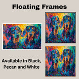 Vibrant Abstract Dachshund Art Print Colorful Dog Portrait in Swirling Paint Style Bold Pet Lover Gift for Living Room Nursery or Modern Wall Display on Ready to Hang 1.5" Thick Canvas Wrap, Floating Framed Canvas, Flat Rolled Canvas