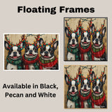 "Festive Frenchies" - Portraits of Adorable French Buldogs in Colorful Bulb Antlers & Cozy Scarves on Ready to Hang 1.5" Thick Canvas Wrap, Floating Framed Canvas, Flat Rolled Canvas