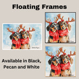 Wiener Christmas Canvas  - "Winter Pawsitivity" - Cute Dachshund with Antlers in a Snowy Scene on Ready to Hang 1.5" Thick Canvas Wrap, Floating Framed Canvas, Flat Rolled Canvas