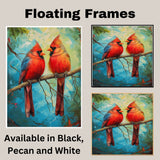 Wildlife-Inspired Red Cardinal Painting – Realistic Birds in Nature with a Vivid Artistic Twist for Outdoor and Nature Theme Enthusiasts on Ready to Hang 1.5" Thick Canvas Wrap, Floating Framed Canvas, Flat Rolled Canvas