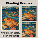 Bright Colorful Toad in Flower Field Hand Painted Art Vibrant Countryside Landscape Perfect for Home Wall Decor Living Room Bedroom Office or Nature Lovers on Ready to Hang 1.5" Thick Canvas Wrap, Floating Framed Canvas, Flat Rolled Canvas