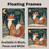 Whimsical Winter Fox Canvas – Decorative Red Fox with Snowflakes and Trees Under a Moonlit Sky on Ready to Hang 1.5" Thick Canvas Wrap, Floating Framed Canvas, Flat Rolled Canvas