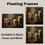 Christmas Magic: Four Adorable Kittens Under the Tree Retro Holiday Painting on Ready to Hang 1.5" Thick Canvas Wrap, Floating Framed Canvas, Flat Rolled Canvas