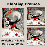 Whimsical Christmas Skunk on Ice – Cute Woodland Skating Animal Art Print in Red Tutu & Santa Hat, Adorable Winter Holiday Wall Decor for Animal Lovers on Ready to Hang 1.5" Thick Canvas Wrap, Floating Framed Canvas, Flat Rolled Canvas