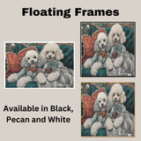 Poodle Christmas Canvas - "Victorian Grace" - Charming Dogs Adorned in Victorian Attire on Ready to Hang 1.5" Thick Canvas Wrap, Floating Framed Canvas, Flat Rolled Canvas