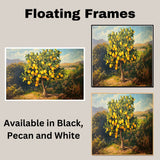 Vintage Painting of a Vibrant Lemon Tree in a Sunlit Orchard Setting with Bright Yellow Fruit and Rich Green Leaves — Mediterranean Countryside Style on Ready to Hang 1.5" Thick Canvas Wrap, Floating Framed Canvas, Flat Rolled Canvas