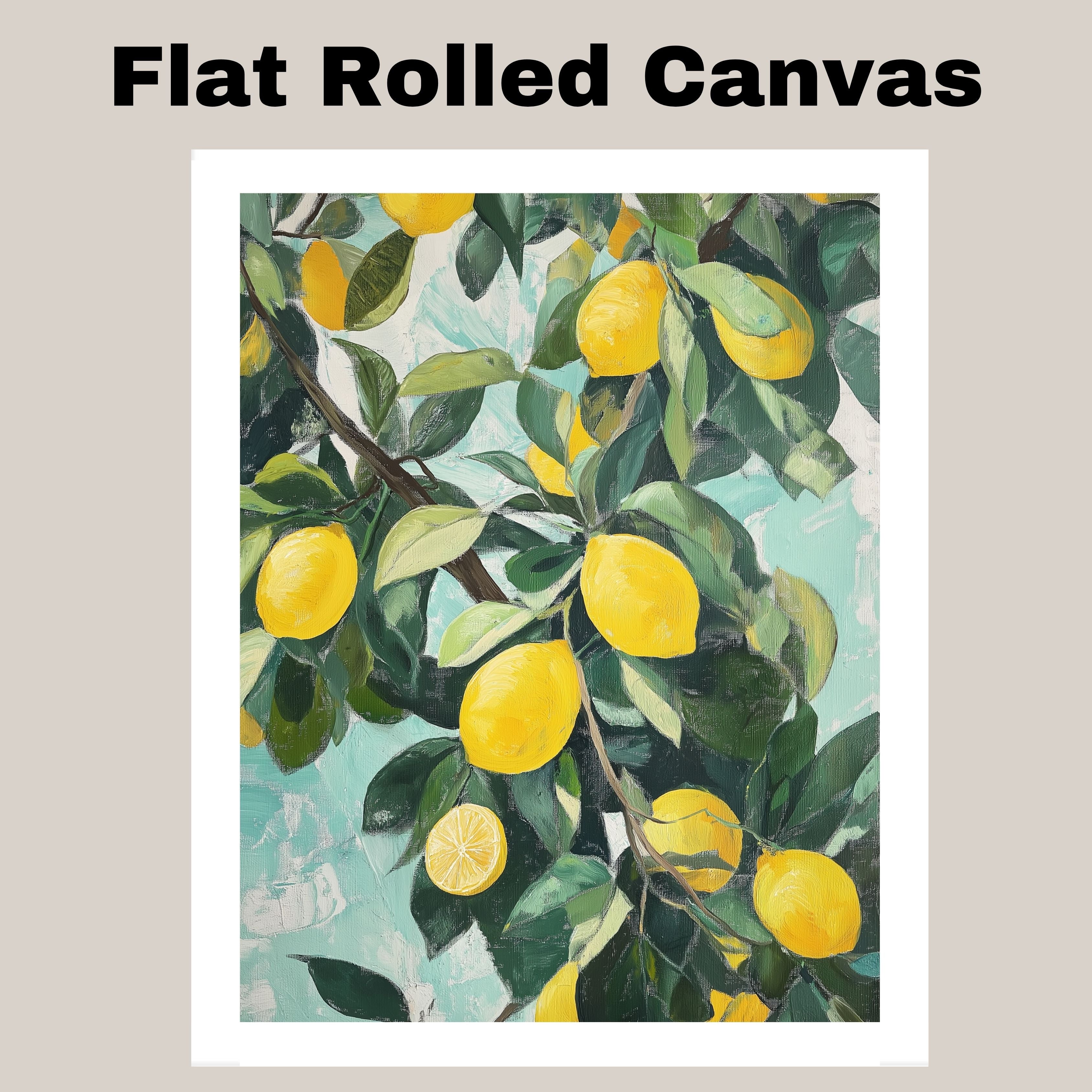 Vintage Lemon Tree Branch with Ripe Yellow Lemons and Green Leaves Artistic Botanical Illustration for Kitchen or Dining Room Rustic Farmhouse Fruit Art