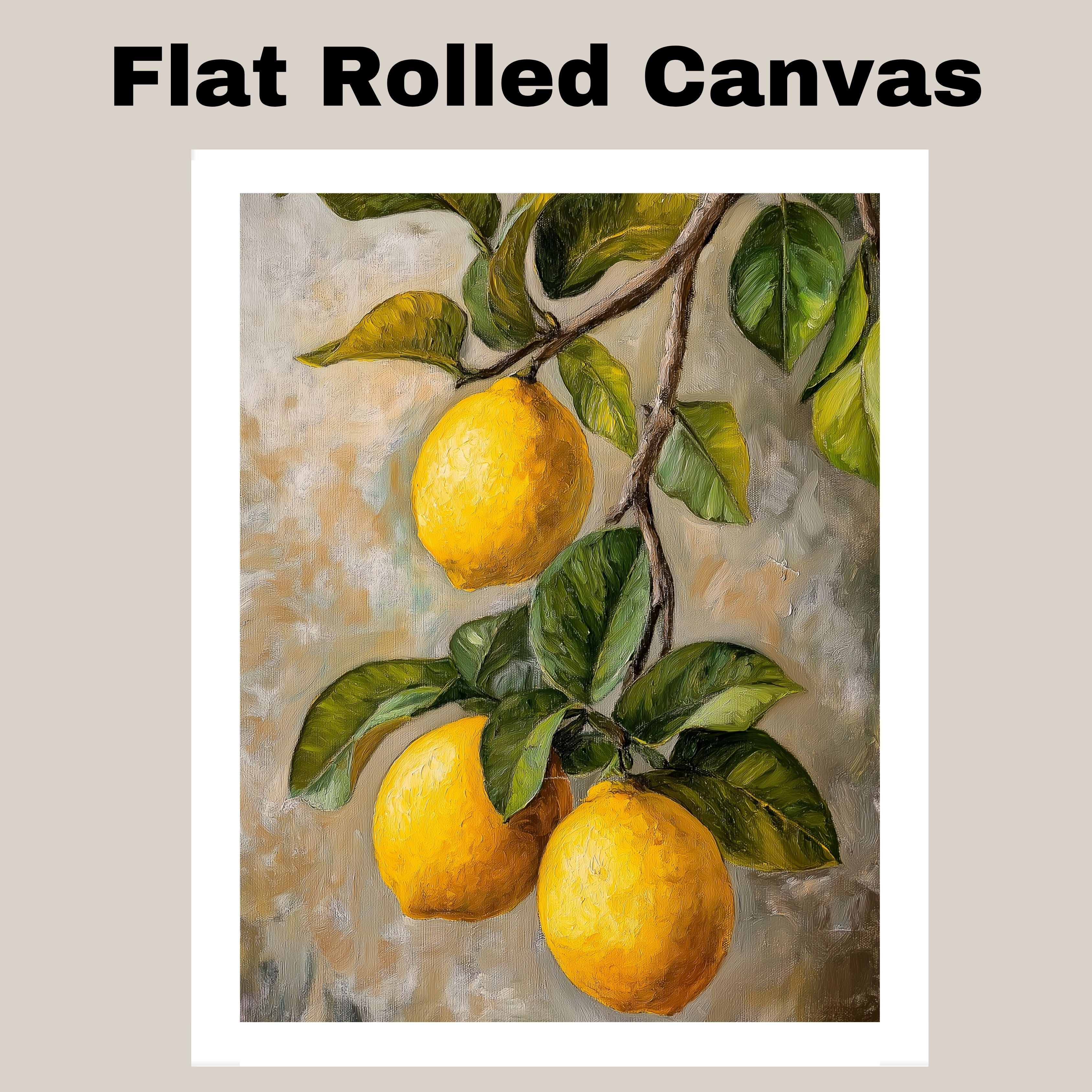 Close-Up Lemons on Branch with Leaves Vintage Botanical Style Illustration for Kitchen or Dining Room Rustic Farmhouse Citrus Fruit Art Print