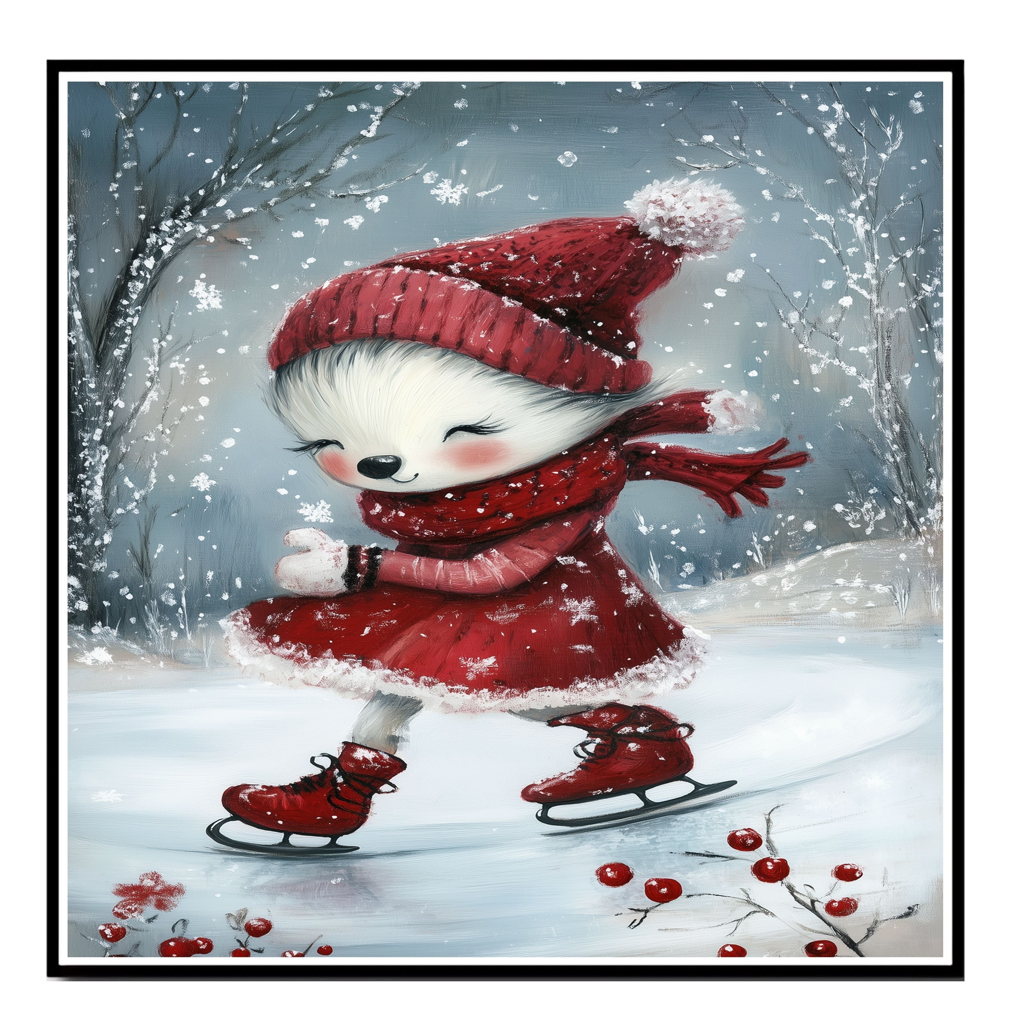 Whimsical Christmas Dog Ice Skating in Red Dress Winter Art Print or Canvas for Holiday Decor and Cute Seasonal Gift on Ready to Hang 1.5" Thick ... Whimsical Christmas Dog Ice Skating in Red Dress Winter Art Print or Canvas for Holiday Decor and Cute Seasonal Gift on Ready to Hang 1.5" Thick ...