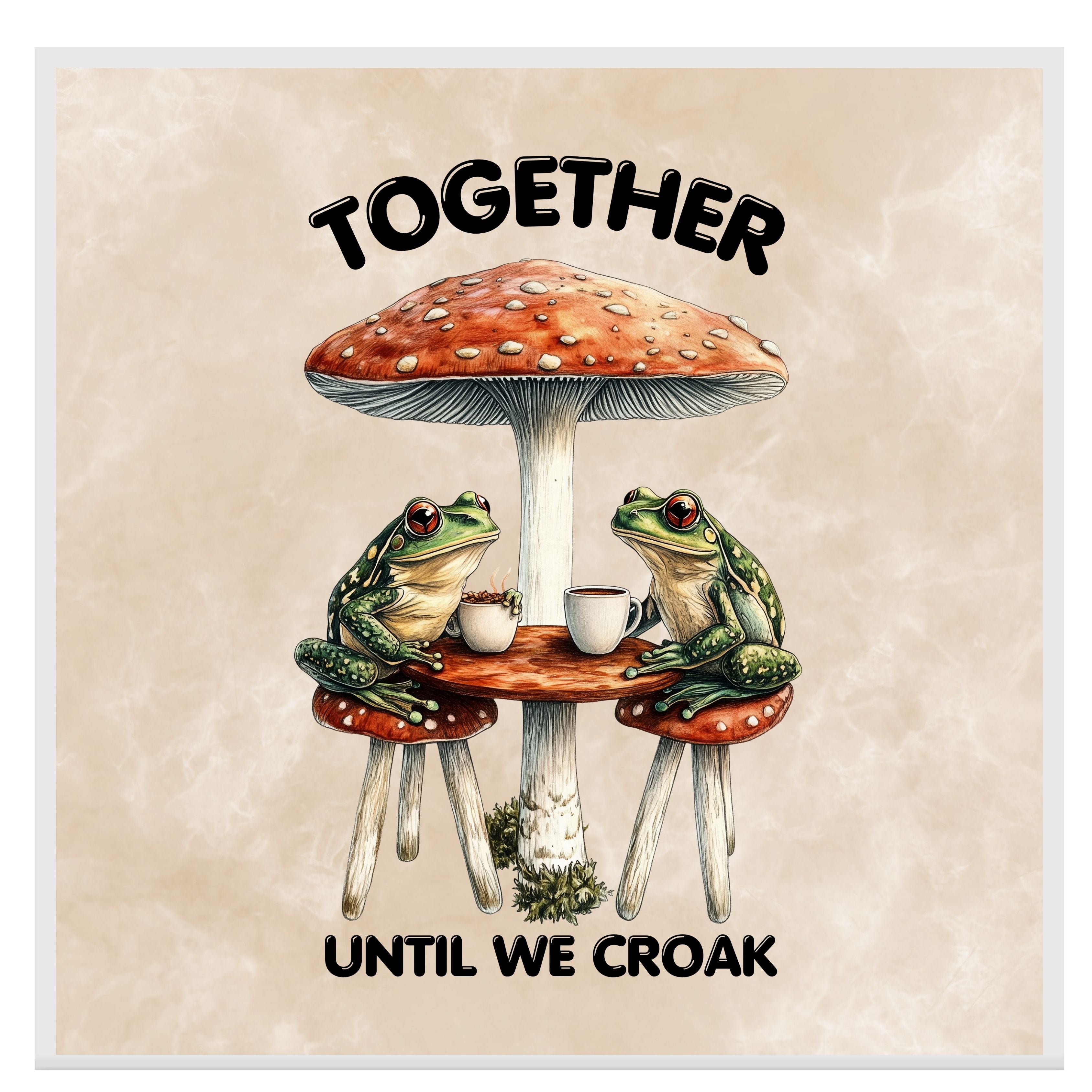 Until We Croak Couple Print, Custom Frog Illustration on 1.5" Thick Canvas Wrap, Floating Framed Canvas, Flat Rolled Canvas