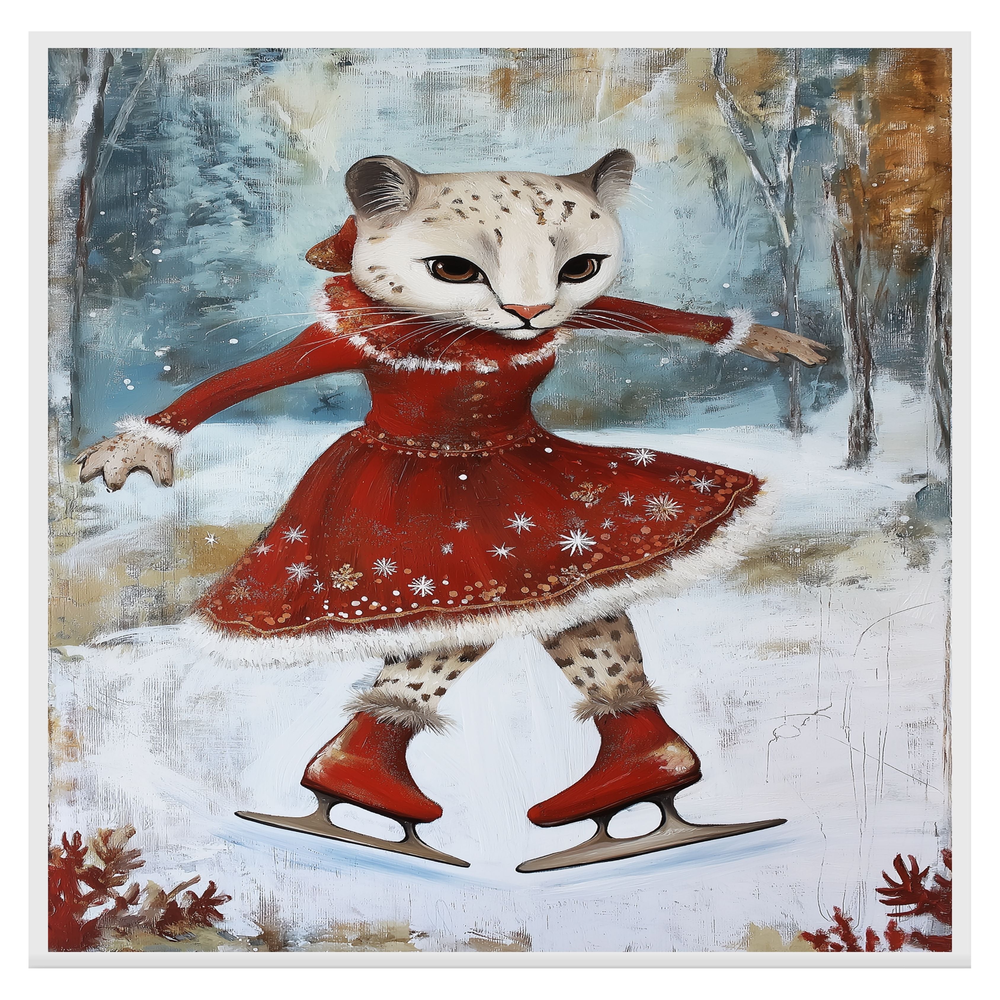 Christmas Cougar Ice Skating Canvas Wall Art Winter Animal Dcor Art Paradise Studios Christmas Cougar Ice Skating Canvas Wall Art Winter Animal Dcor Art Paradise Studios