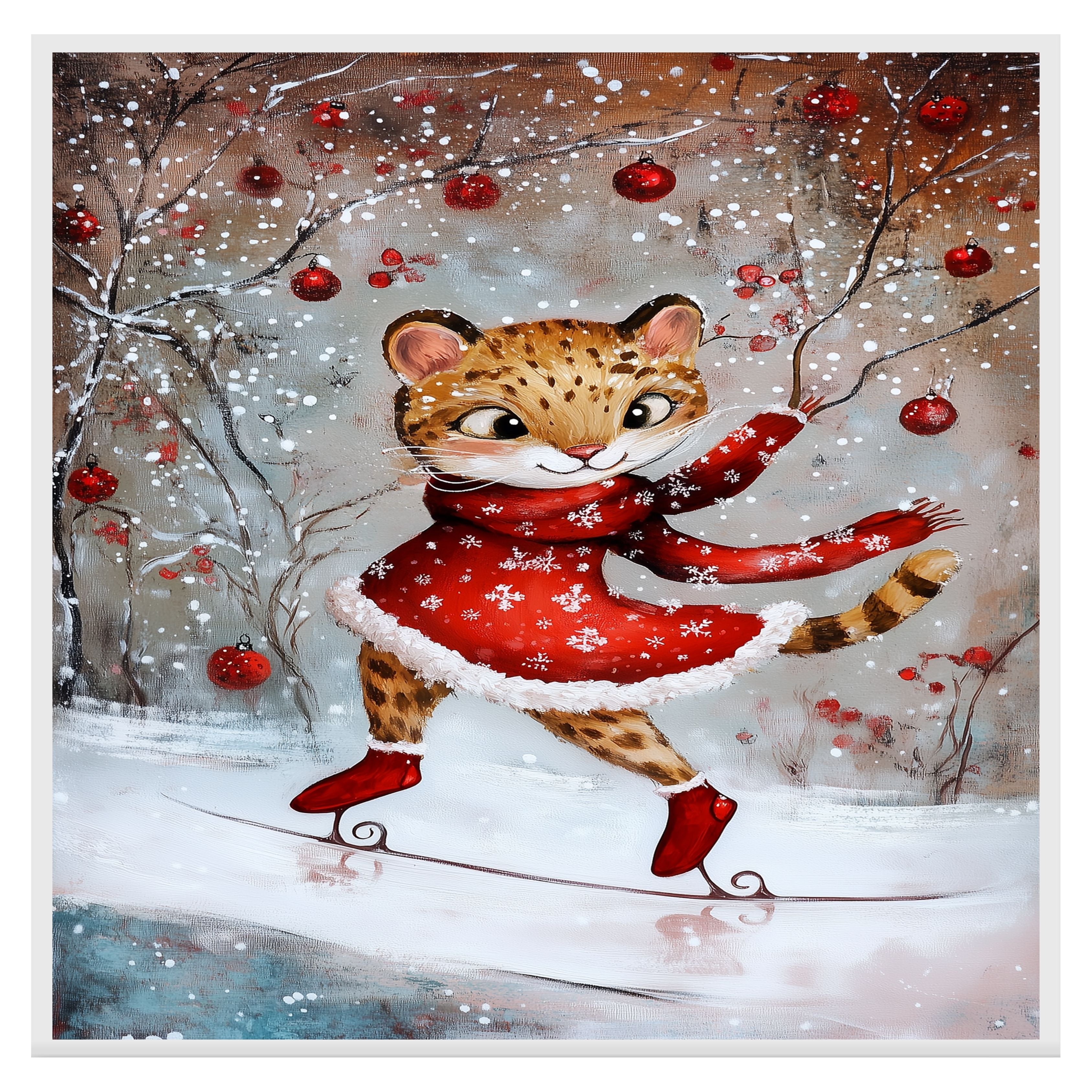 Whimsical Christmas Cougar Canvas Wall Art for Holiday Animal Decor Art Paradise Studios Whimsical Christmas Cougar Canvas Wall Art for Holiday Animal Decor Art Paradise Studios