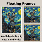 Chihuahua Dog Painting in Starry Night Style with Expressive Eyes and Swirling Van Gogh-Inspired Brush Strokes in Blue and Gold on Ready to Hang 1.5" Thick Canvas Wrap, Floating Framed Canvas, Flat Rolled Canvas
