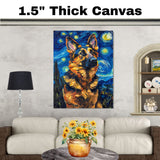 German Shepherd Dog Portrait with Abstract Van Gogh-Inspired Brush Strokes and Vivid Multicolor Expressionist Style on Ready to Hang 1.5" Thick Canvas Wrap, Floating Framed Canvas, Flat Rolled Canvas
