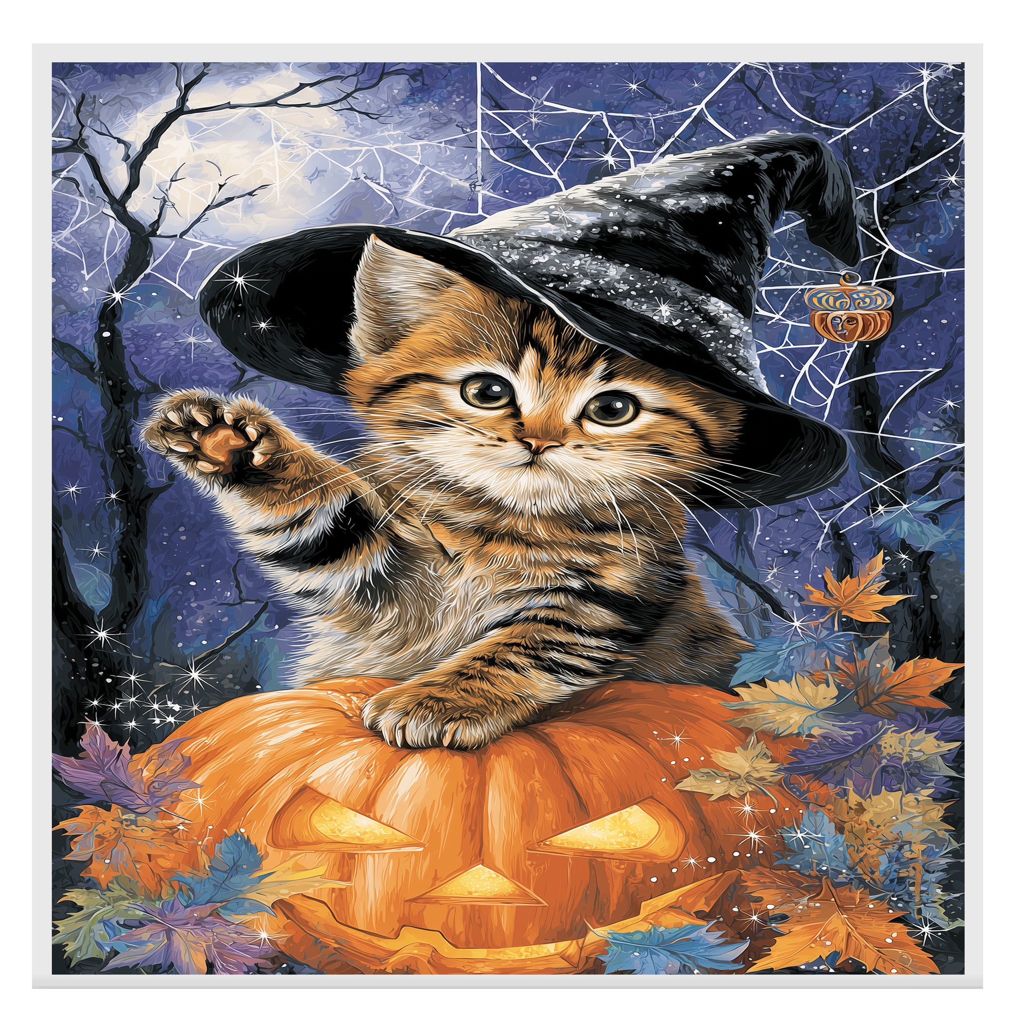 Halloween Halloween Gifts for Home Décor Bengal Cat Wall Art for Spooky Fall Decorations for Indoor Party on Ready to Hang 1.5" Thick Canvas Wrap, Floating Framed Canvas, Flat Rolled Canvas