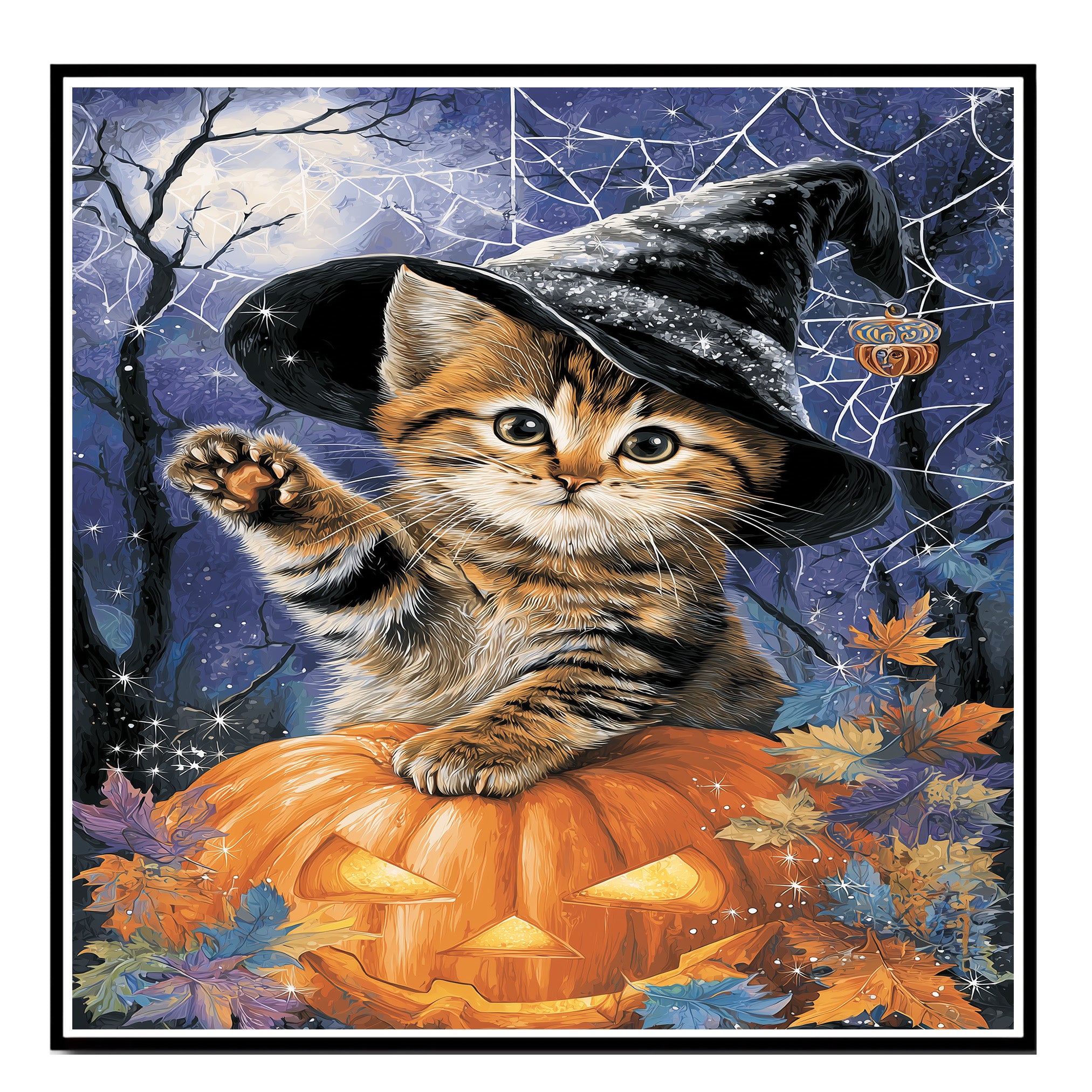 Halloween Halloween Gifts for Home Décor Bengal Cat Wall Art for Spooky Fall Decorations for Indoor Party on Ready to Hang 1.5" Thick Canvas Wrap, Floating Framed Canvas, Flat Rolled Canvas