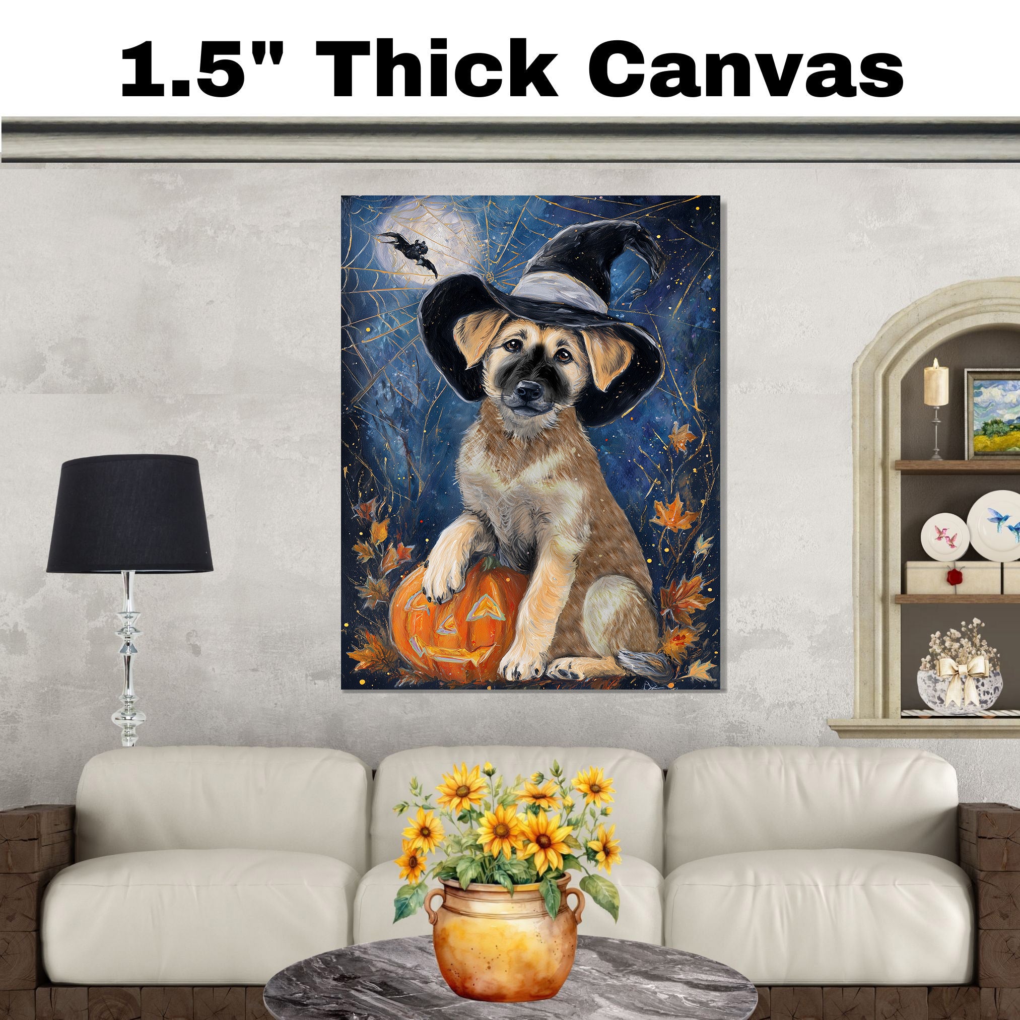 Anatolian Shepherd Dog Wall Art for Pet Mom's Farmhouse Falls Decorations Gift for Autumn Halloween Artwork on Ready to Hang 1.5" Thick Canvas Wrap, Floating Framed Canvas, Flat Rolled Canvas