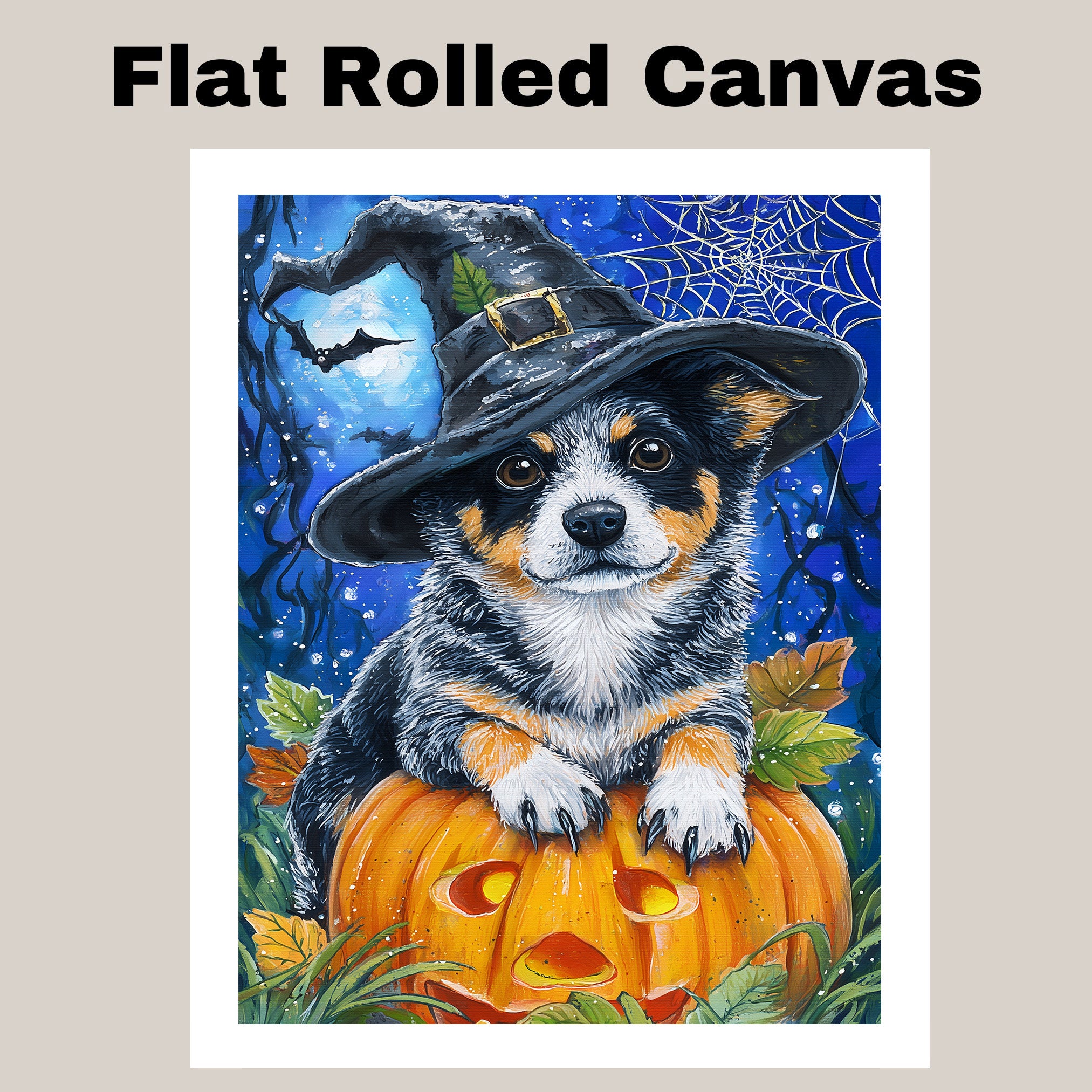 Australian Cattle Dog Wall Art Pumpkin Canvas Autumn Thanksgiving Decorations for Table Autumn Dog Lover Gifts on Ready to Hang 1.5" Thick Canvas Wrap, Floating Framed Canvas, Flat Rolled Canvas