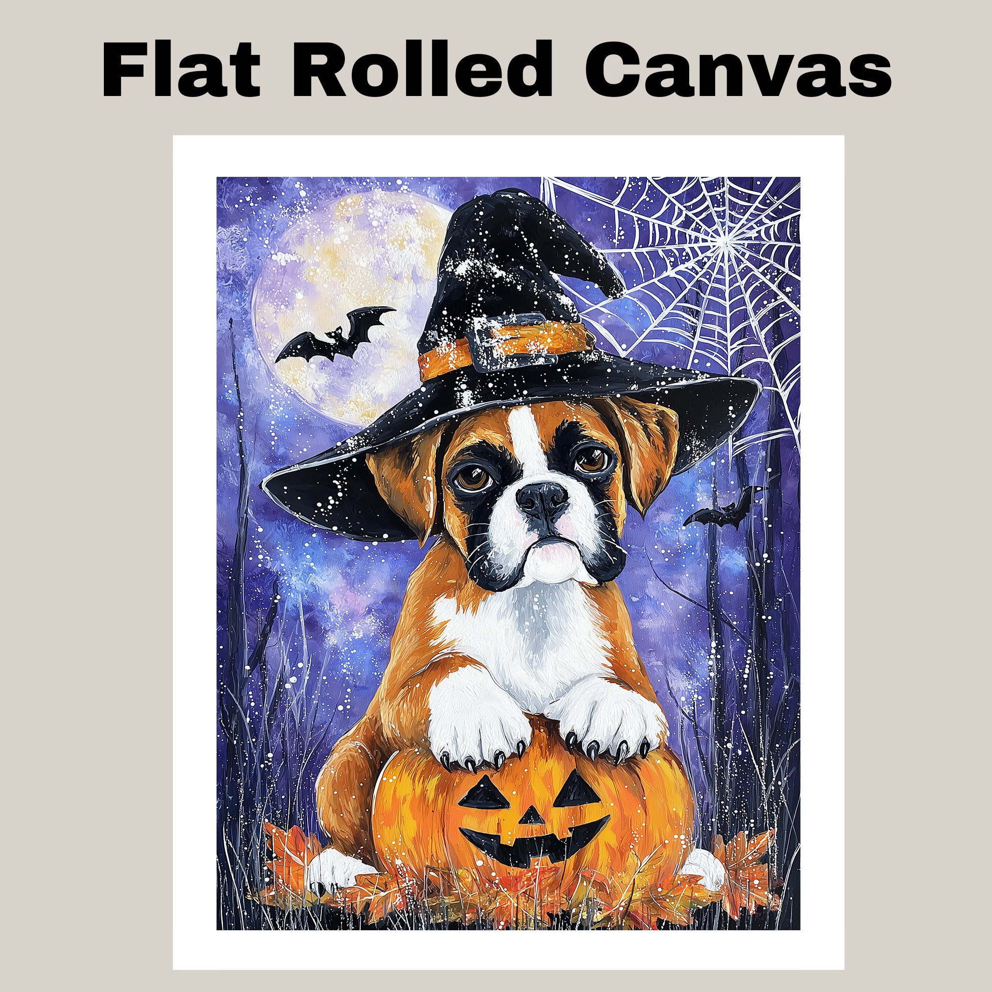 Boxer Autumn Puppy Flowers Wall Art for Dining Room Decorations for Fall Thanksgiving Party Décor for Dog Mom on Ready to Hang 1.5" Thick Canvas Wrap, Floating Framed Canvas, Flat Rolled Canvas
