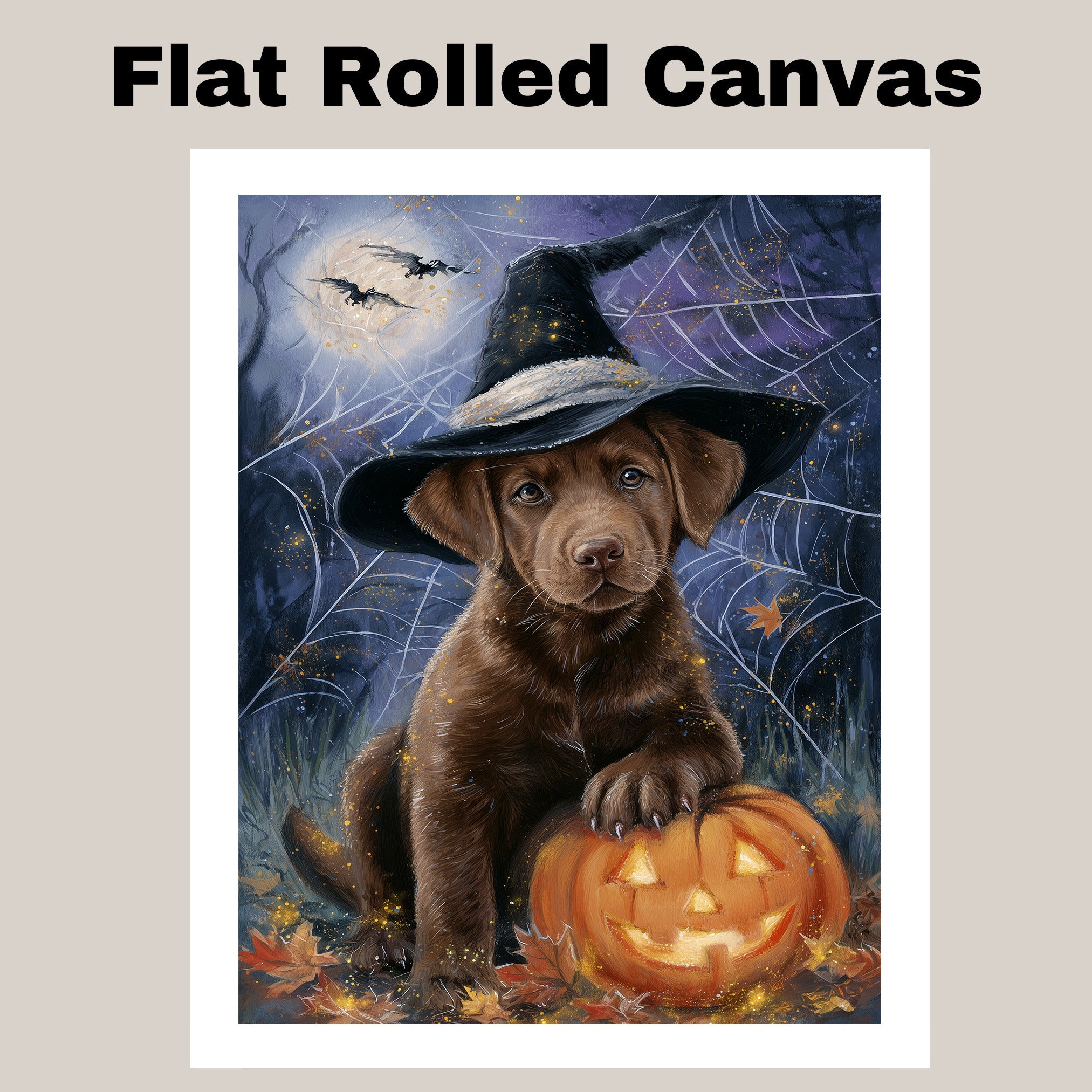 Chesapeake Bay Retriever Halloween Wall Prints Decorations for Yard Party House Décor for Dad's Birthday on Ready to Hang 1.5" Thick Canvas Wrap, Floating Framed Canvas, Flat Rolled Canvas