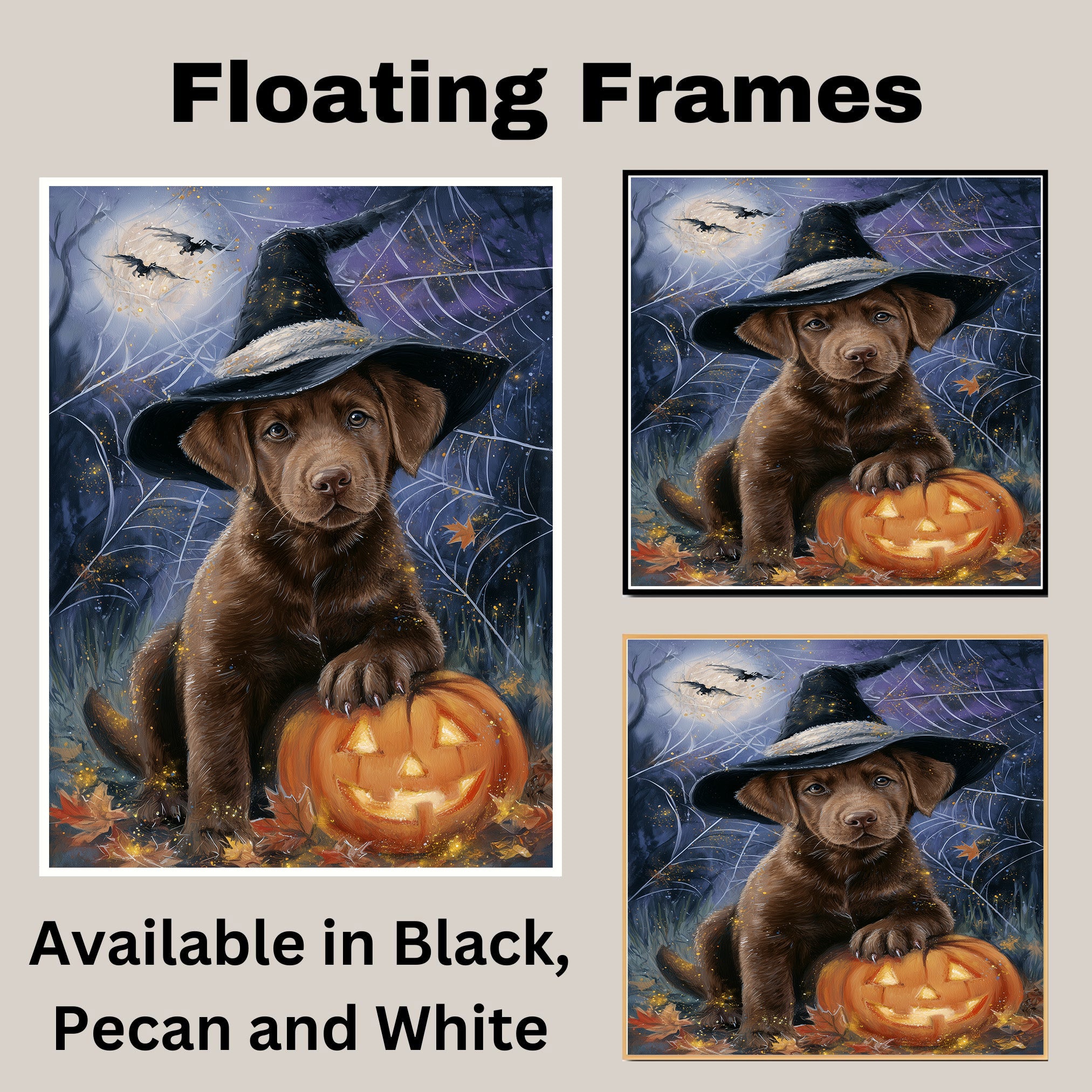 Chesapeake Bay Retriever Halloween Wall Prints Decorations for Yard Party House Décor for Dad's Birthday on Ready to Hang 1.5" Thick Canvas Wrap, Floating Framed Canvas, Flat Rolled Canvas