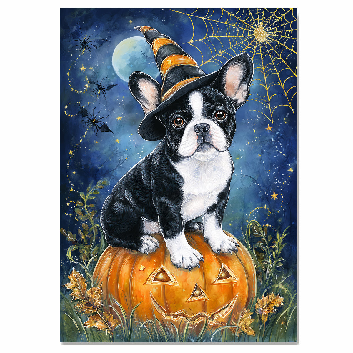 French Bulldog Halloween Puppy Canvas Wall Art Cute Dog Lover Gift for Apartment Bedroom or Modern Home Décor on Ready to Hang 1.5" Thick Canvas Wrap, Floating Framed Canvas, Flat Rolled Canvas
