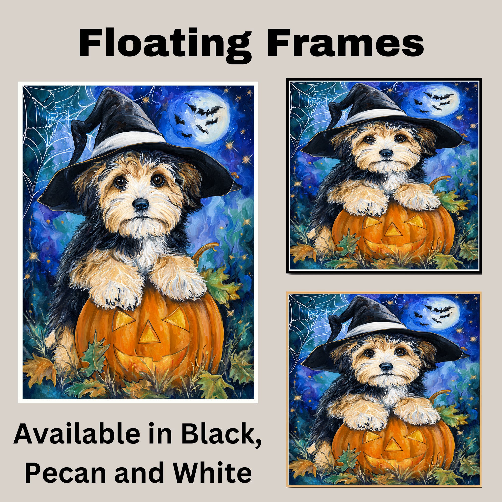 Havanese Dog Fall Thanksgiving Painting Gift for Fall Seasonal Home Decorations Canvas for Dog Lover on Ready to Hang 1.5" Thick Canvas Wrap, Floating Framed Canvas, Flat Rolled Canvas