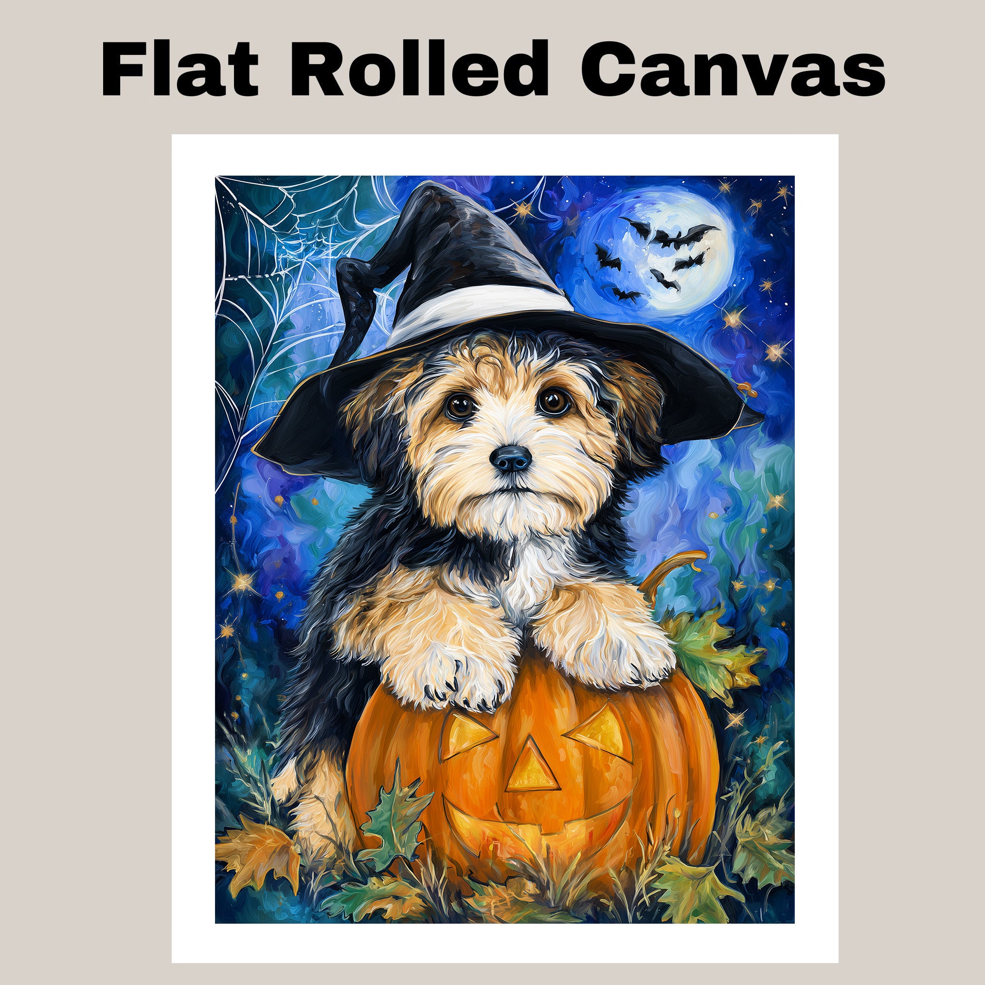 Havanese Dog Fall Thanksgiving Painting Gift for Fall Seasonal Home Decorations Canvas for Dog Lover on Ready to Hang 1.5" Thick Canvas Wrap, Floating Framed Canvas, Flat Rolled Canvas