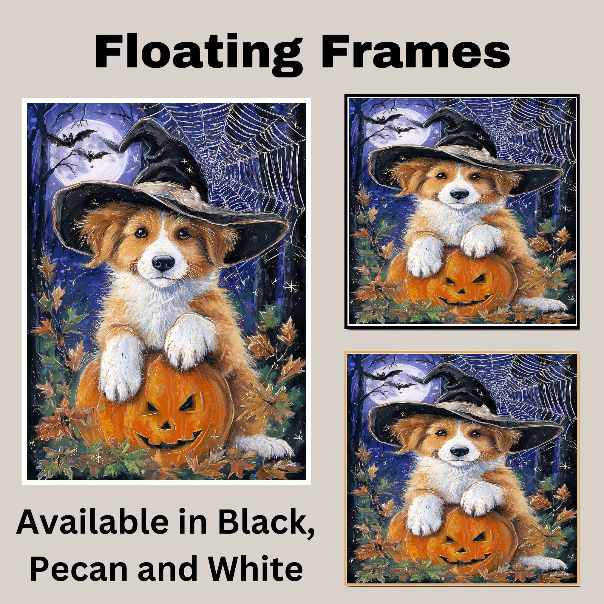 Nova Scotia Duck Toller Dog Artwork for Halloween Spooky Pumpkin Fall Canvas Art for Bedroom Home Décor on Ready to Hang 1.5" Thick Canvas Wrap, Floating Framed Canvas, Flat Rolled Canvas