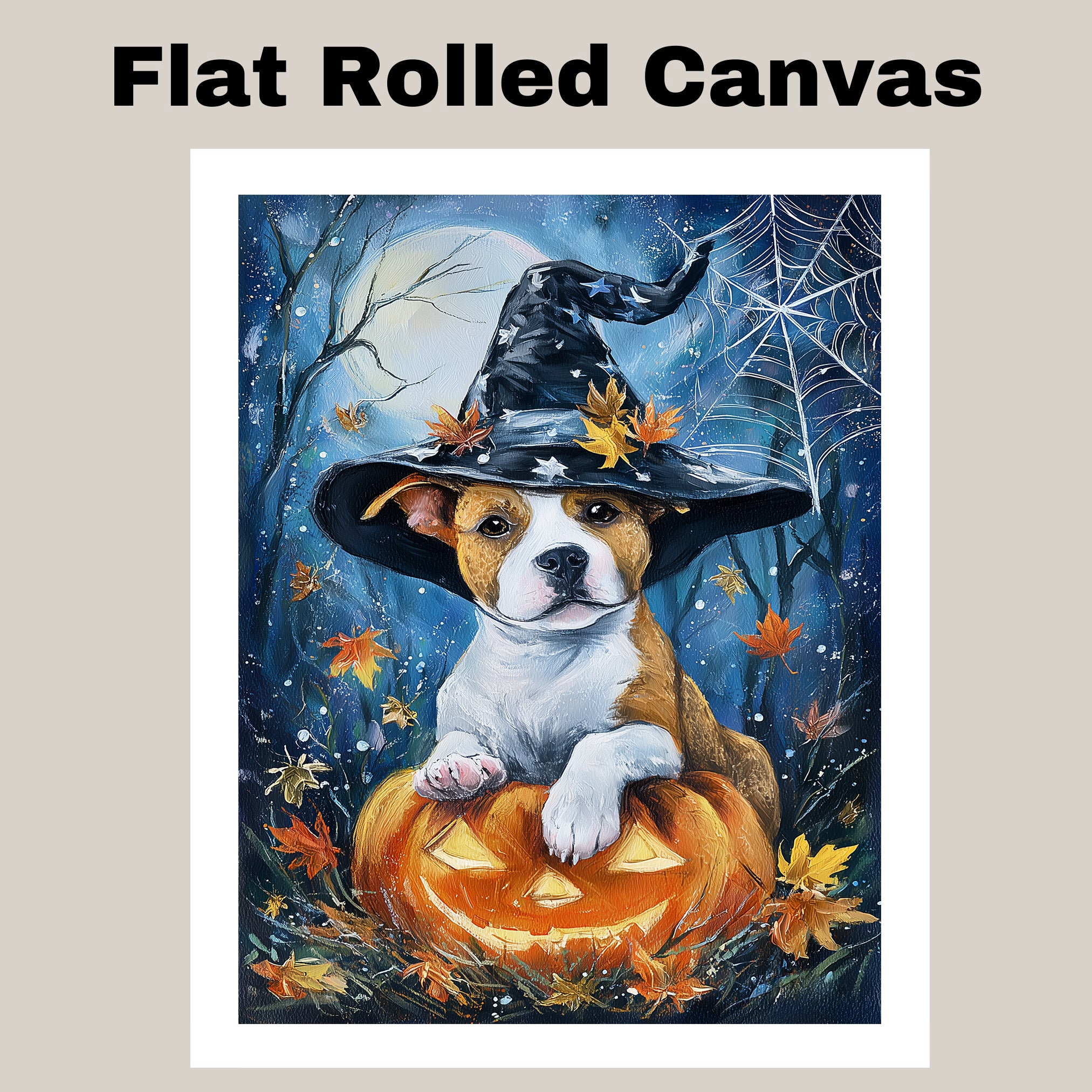Pitbull Fall Decor Maple Leaves Dog Canvas Art for Mom's Autumn Decorations Poster Print for Home Wall Décor on Ready to Hang 1.5" Thick Canvas Wrap, Floating Framed Canvas, Flat Rolled Canvas