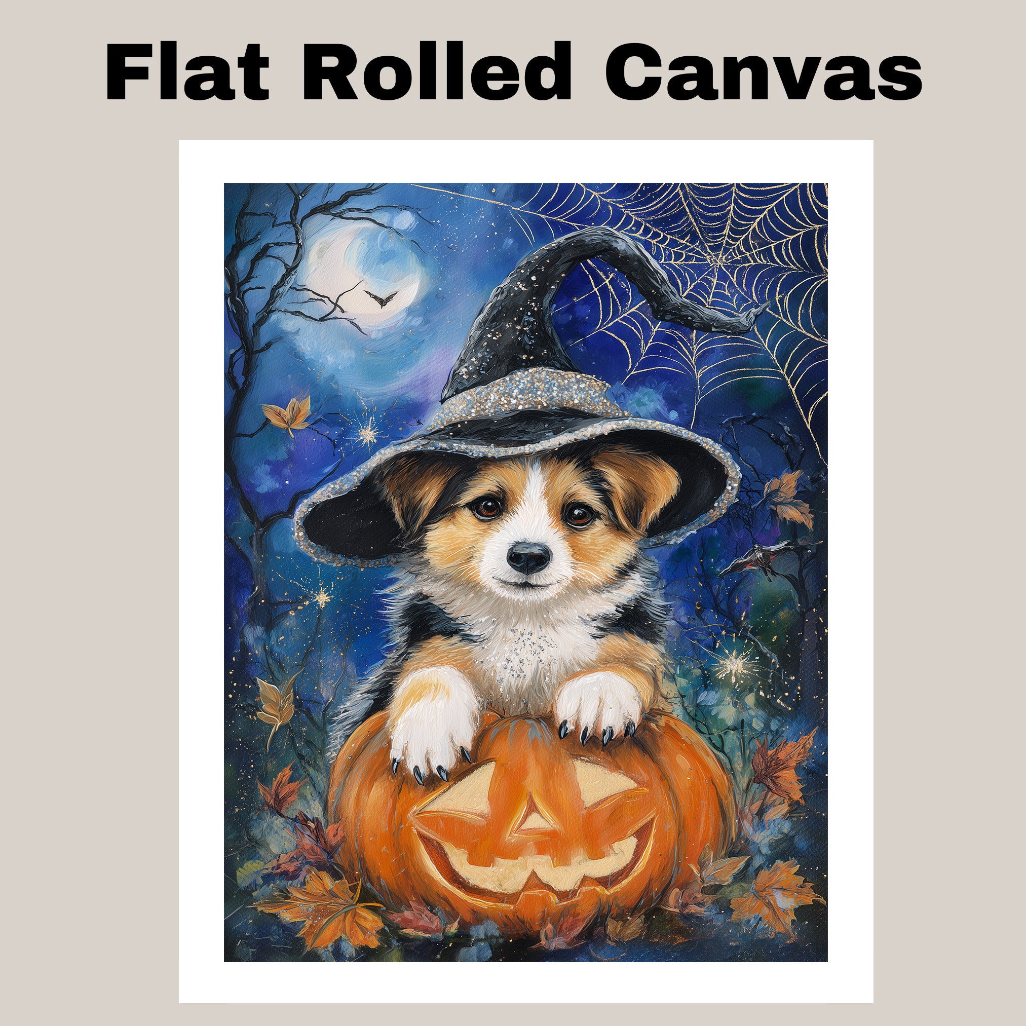 Corgi Dog Canvas for Pet Lovers Halloween Decorative Gifts for Grandpa's Anniversary Decorations for Fall on Ready to Hang 1.5" Thick Canvas Wrap, Floating Framed Canvas, Flat Rolled Canvas