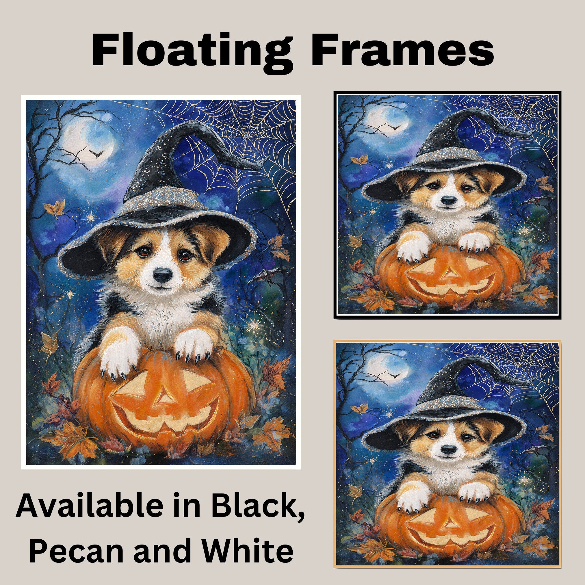 Corgi Dog Canvas for Pet Lovers Halloween Decorative Gifts for Grandpa's Anniversary Decorations for Fall on Ready to Hang 1.5" Thick Canvas Wrap, Floating Framed Canvas, Flat Rolled Canvas