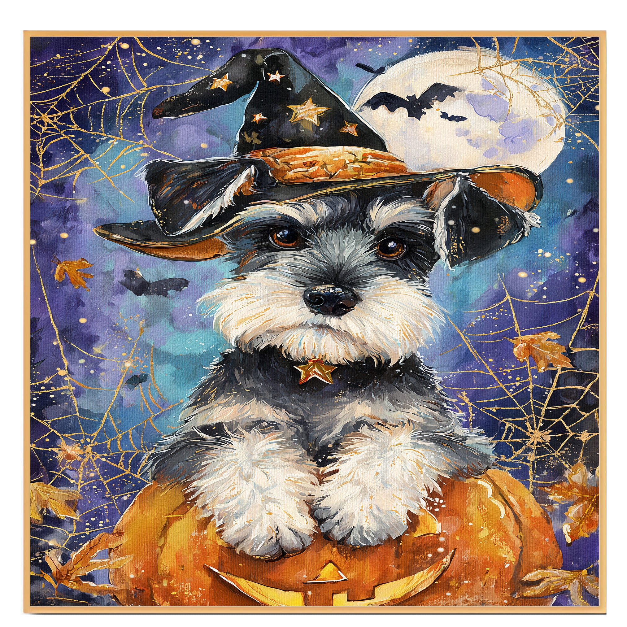 Schnauzer Dog Framed Hanging Wall Decor for Pet Lovers Home Bedroom Gifts for Halloween Indoor Art on Ready to Hang 1.5" Thick Canvas Wrap, Floating Framed Canvas, Flat Rolled Canvas