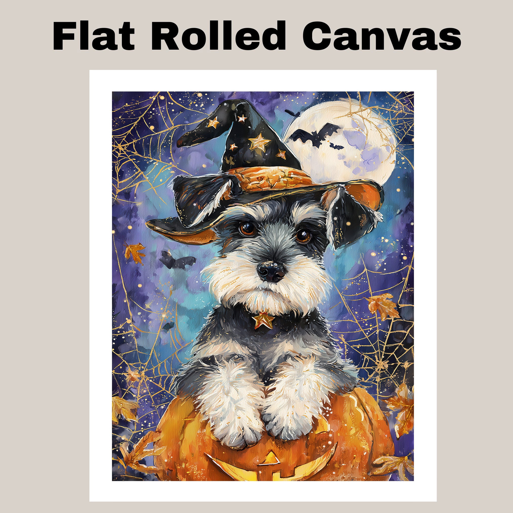 Schnauzer Dog Framed Hanging Wall Decor for Pet Lovers Home Bedroom Gifts for Halloween Indoor Art on Ready to Hang 1.5" Thick Canvas Wrap, Floating Framed Canvas, Flat Rolled Canvas