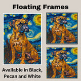 Boxer Dog Full Body Portrait in Starry Night Style with Swirling Sky and Bold Brush Strokes Inspired by Van Gogh’s Art on Ready to Hang 1.5" Thick Canvas Wrap, Floating Framed Canvas, Flat Rolled Canvas