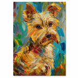 Yorkshire Terrier Dog Painting in Van Gogh Inspired Style with Bold Colors and Textured Expressionist Brushstrokes on Ready to Hang 1.5" Thick Canvas Wrap, Floating Framed Canvas, Flat Rolled Canvas